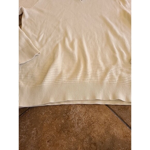 Lands End VTG 90s Men's XL V-Neck Waffle Knit Sweater USA 100% Supima Cotton - Picture 6 of 8